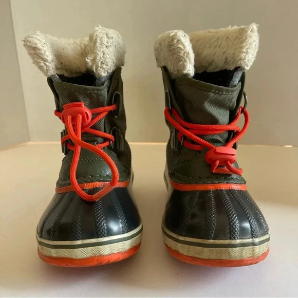 Sorel Toddler Yoot Pac Boot Dark Green and Orange Size 10. - Picture 2 of 9